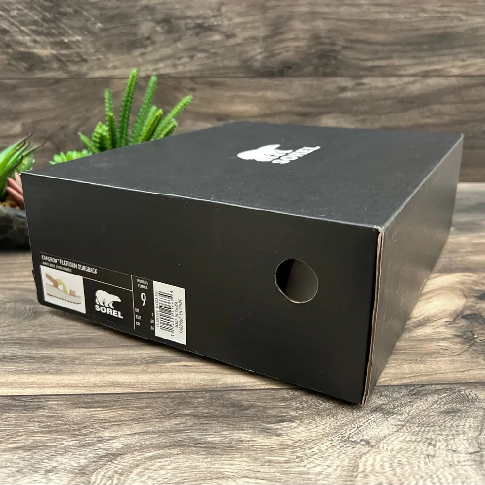 NIB Sorel Cameron Flatform Slingback Wedge Sandal Honest Beige - Picture 12 of 13